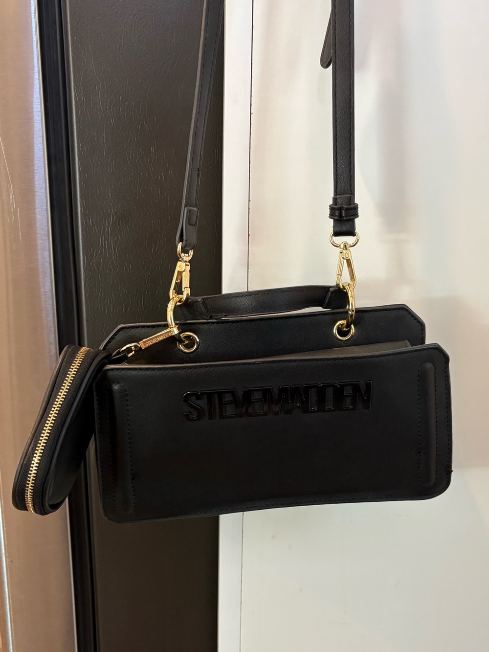 Steve Madden Black Crossbody Bag with Detachable Pouch